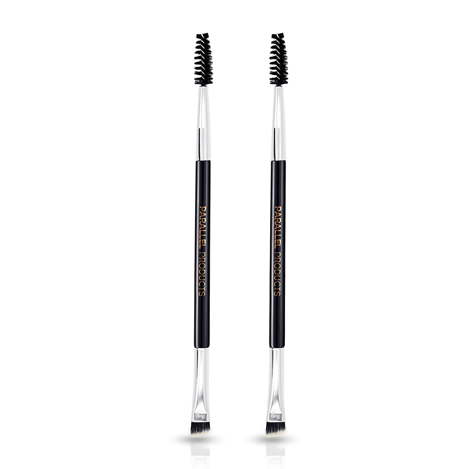 Parallel Products The Duo Brush Premium Angled Brow and Spoolie Brush Makeup Brush 2 Pack Side by Side