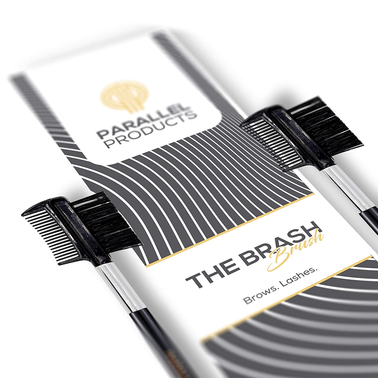 Parallel Products The Brash Brush Premium Brow and Lash Makeup Brush 2 Pack Close Up