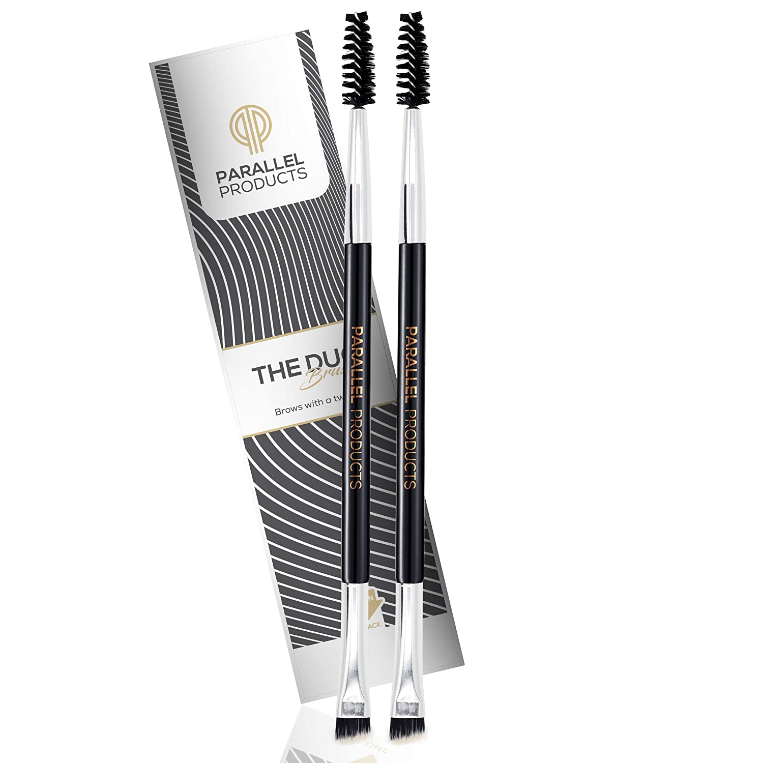 Parallel Products The Duo Brush Premium Angled Brow and Spoolie Brush Makeup Brush 2 Pack